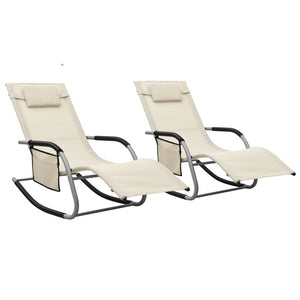 vidaXL Patio Lounge Chair Porch Chair with Pillow Rocking Sunlounger Textilene-33