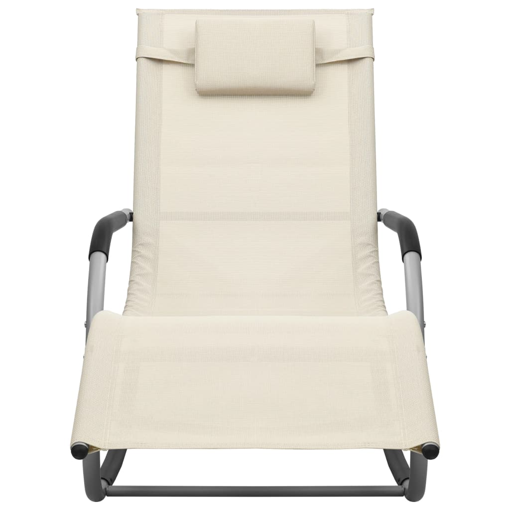 vidaXL Patio Lounge Chair Porch Chair with Pillow Rocking Sunlounger Textilene-20