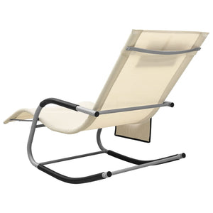 vidaXL Patio Lounge Chair Porch Chair with Pillow Rocking Sunlounger Textilene-32