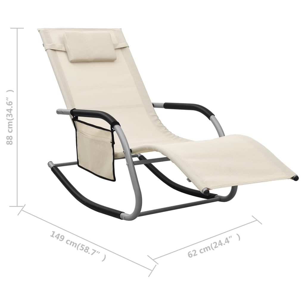 vidaXL Patio Lounge Chair Porch Chair with Pillow Rocking Sunlounger Textilene-43