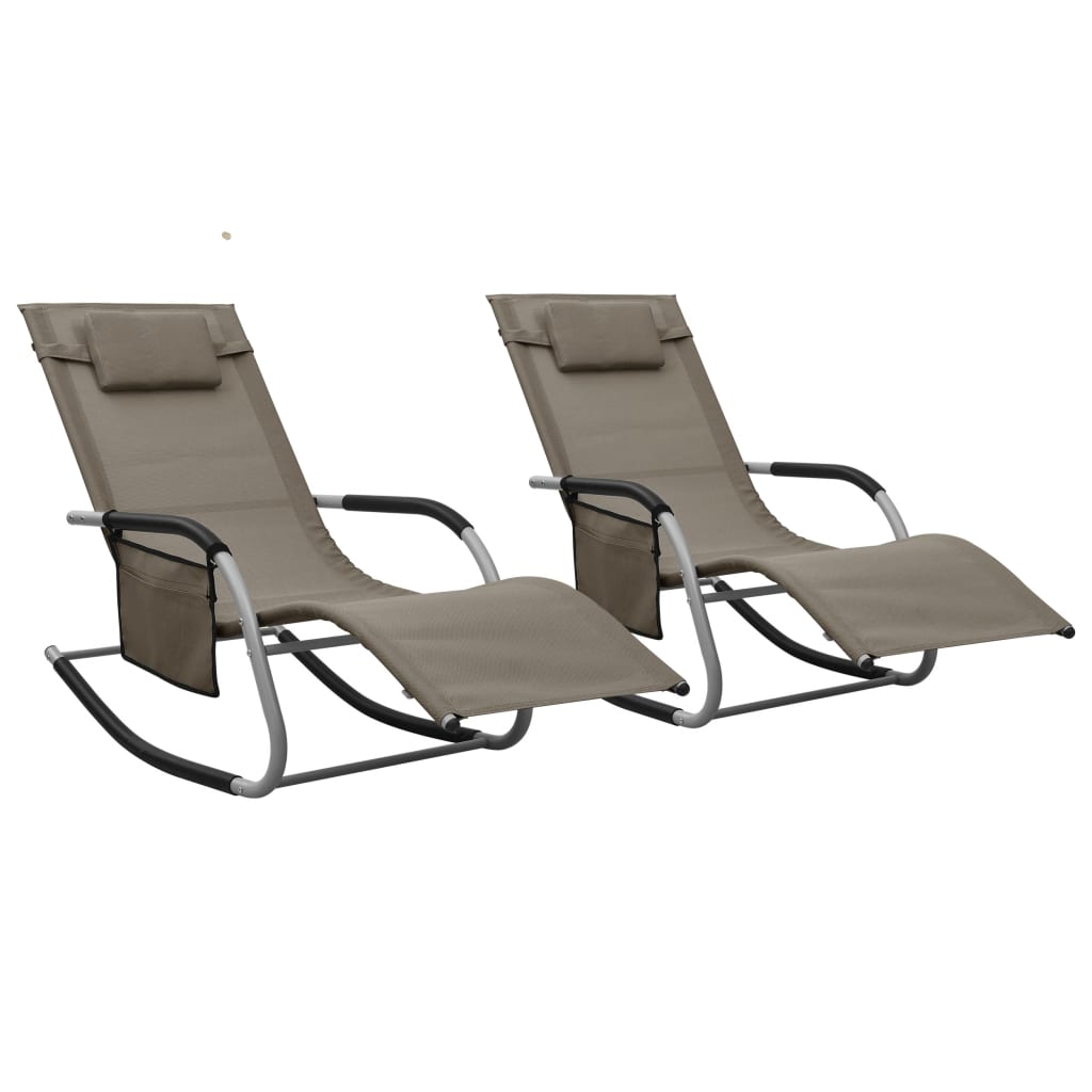 vidaXL Patio Lounge Chair Porch Chair with Pillow Rocking Sunlounger Textilene-15