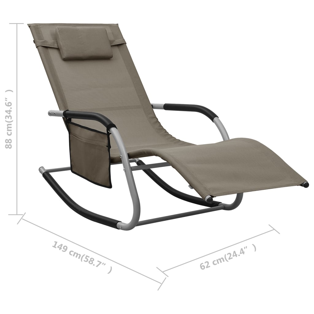 vidaXL Patio Lounge Chair Porch Chair with Pillow Rocking Sunlounger Textilene-47