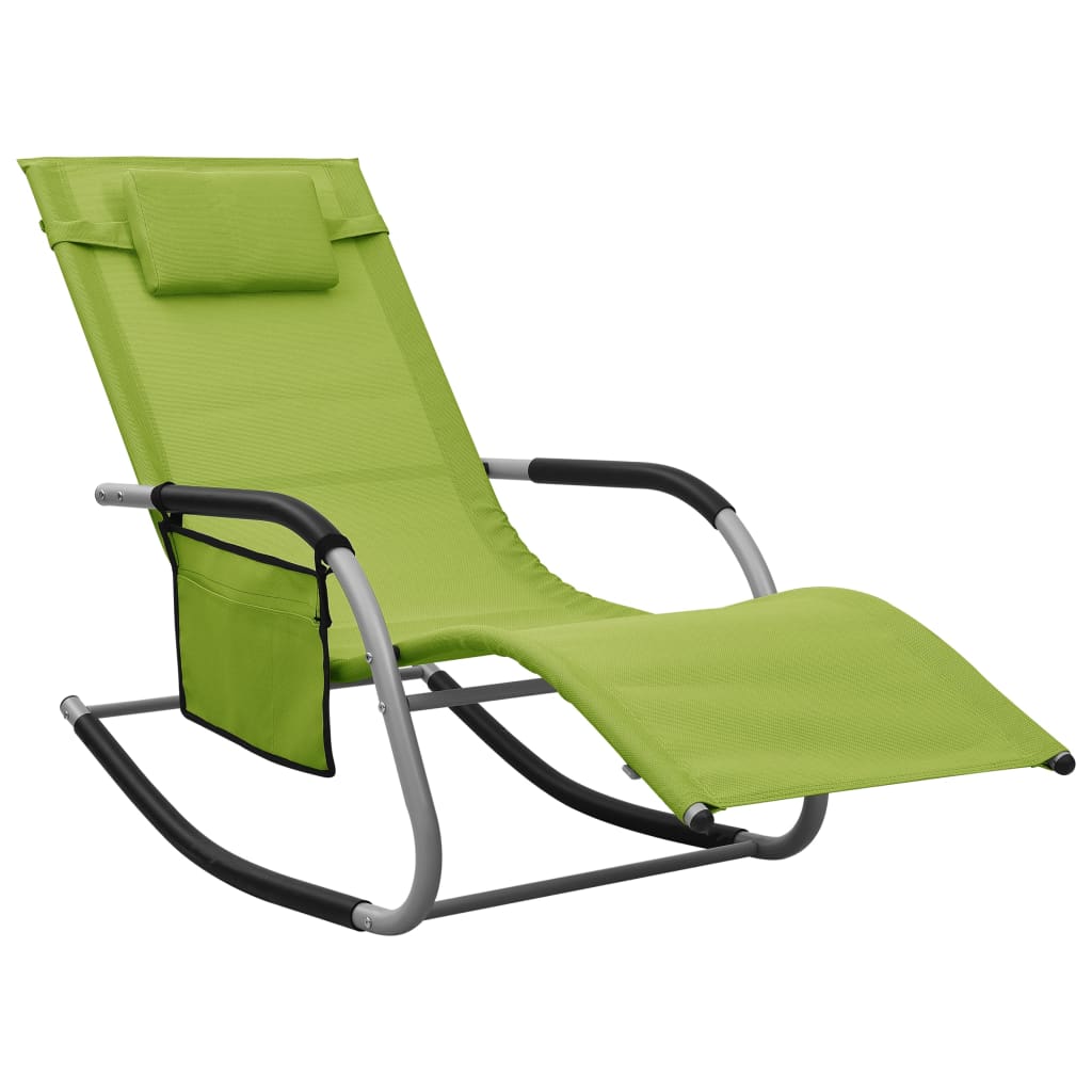 vidaXL Patio Lounge Chair Porch Chair with Pillow Rocking Sunlounger Textilene-55