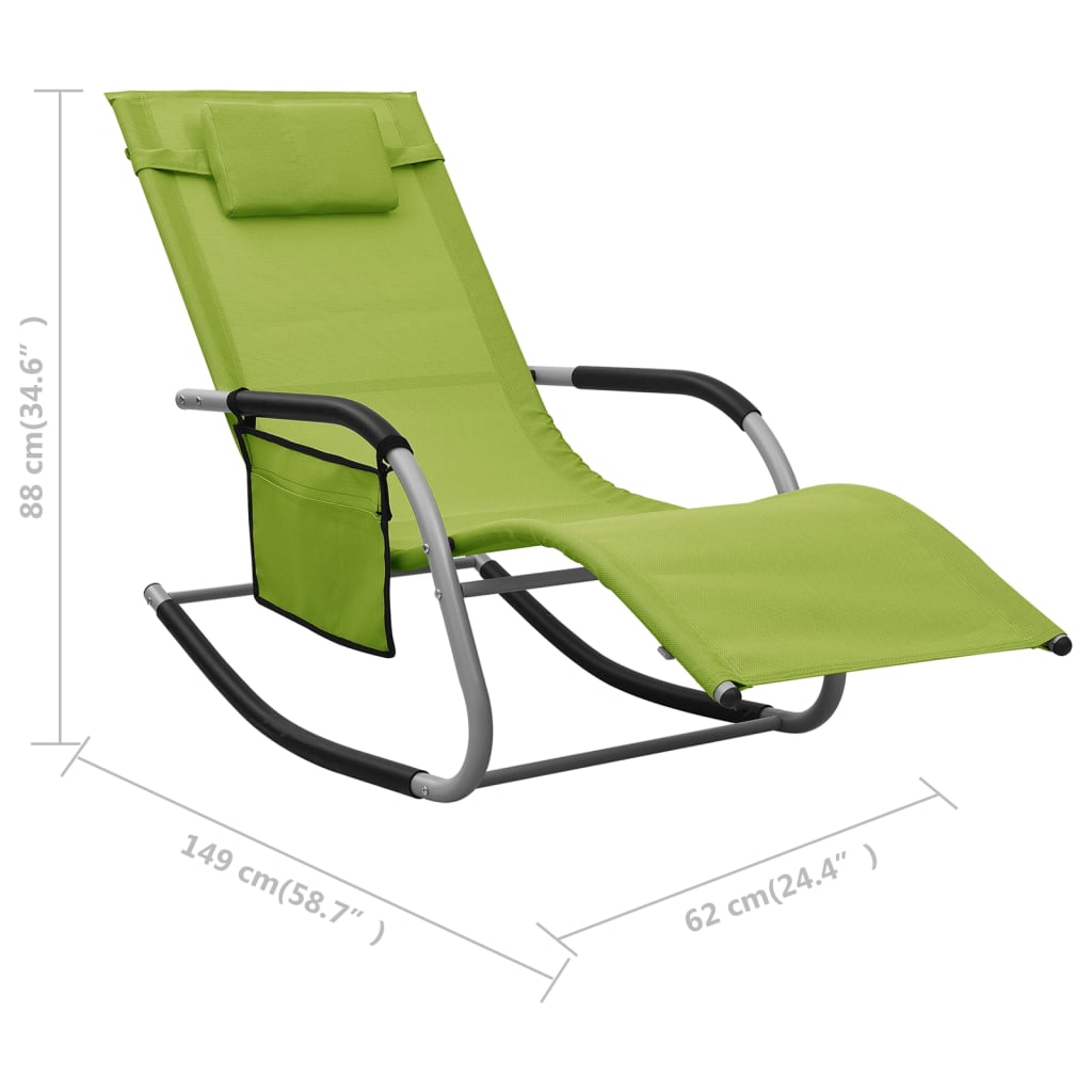 vidaXL Patio Lounge Chair Porch Chair with Pillow Rocking Sunlounger Textilene-25