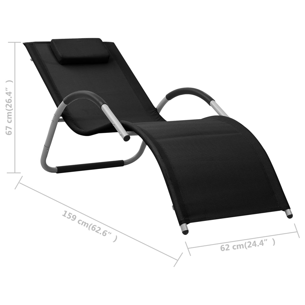 vidaXL Patio Lounge Chair Outdoor Sunbed with Pillow Sunlounger Textilene-10