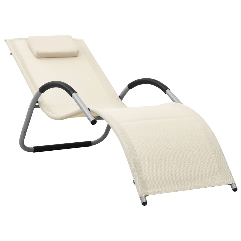 vidaXL Patio Lounge Chair Outdoor Sunbed with Pillow Sunlounger Textilene-4