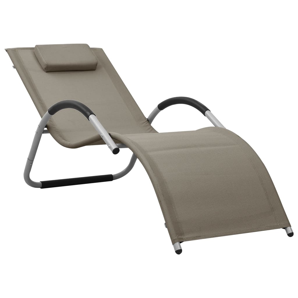 vidaXL Patio Lounge Chair Outdoor Sunbed with Pillow Sunlounger Textilene-2