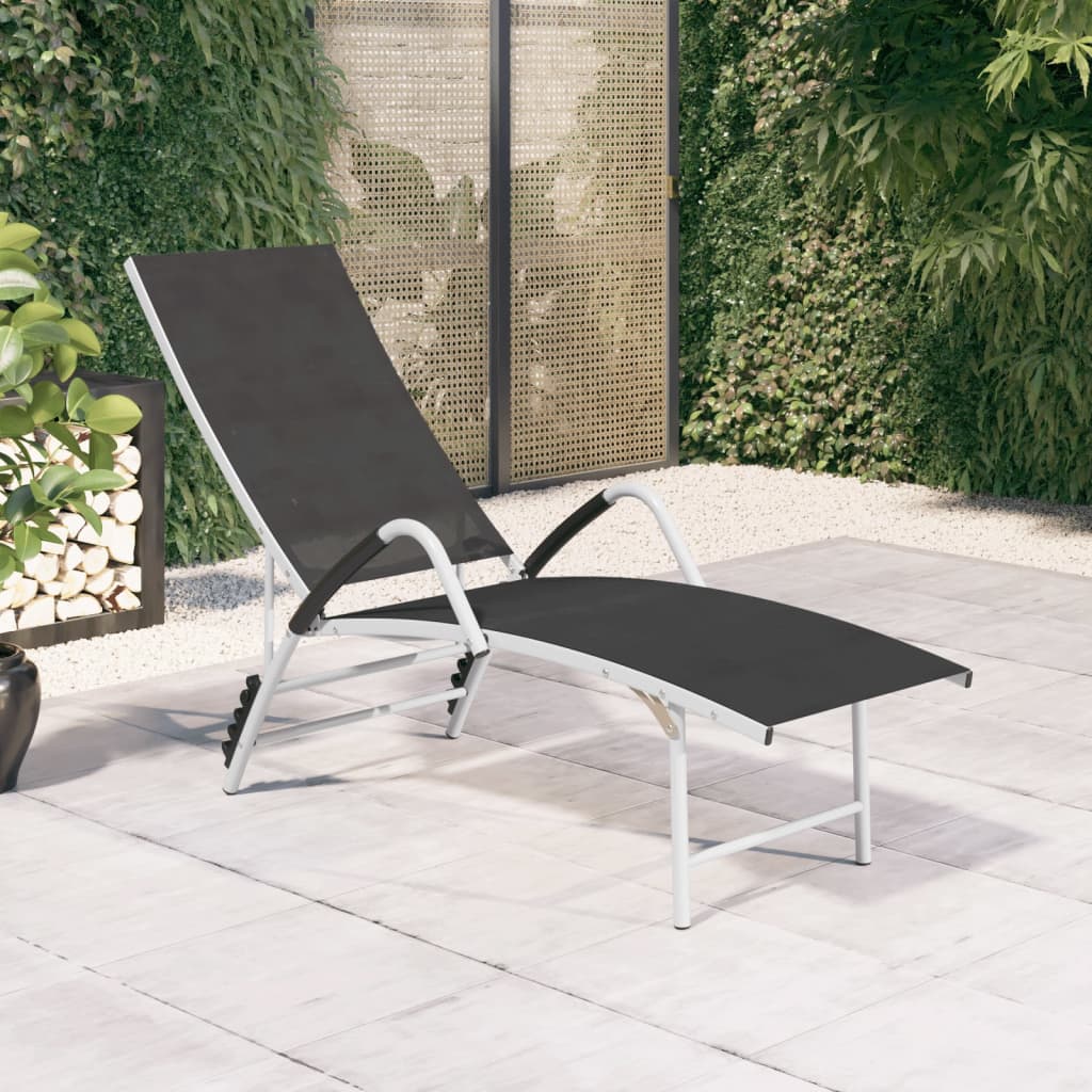 vidaXL Patio Lounge Chair Outdoor Sunbed Sunlounger Textilene and Aluminum-12