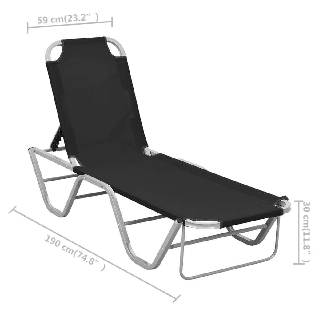 vidaXL Patio Lounge Chair Outdoor Sunbed Sunlounger Aluminum and Textilene-10