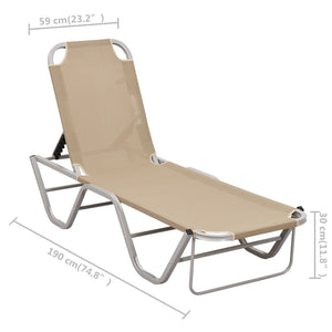 vidaXL Patio Lounge Chair Outdoor Sunbed Sunlounger Aluminum and Textilene-13