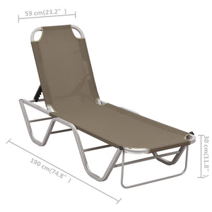 vidaXL Patio Lounge Chair Outdoor Sunbed Sunlounger Aluminum and Textilene-4