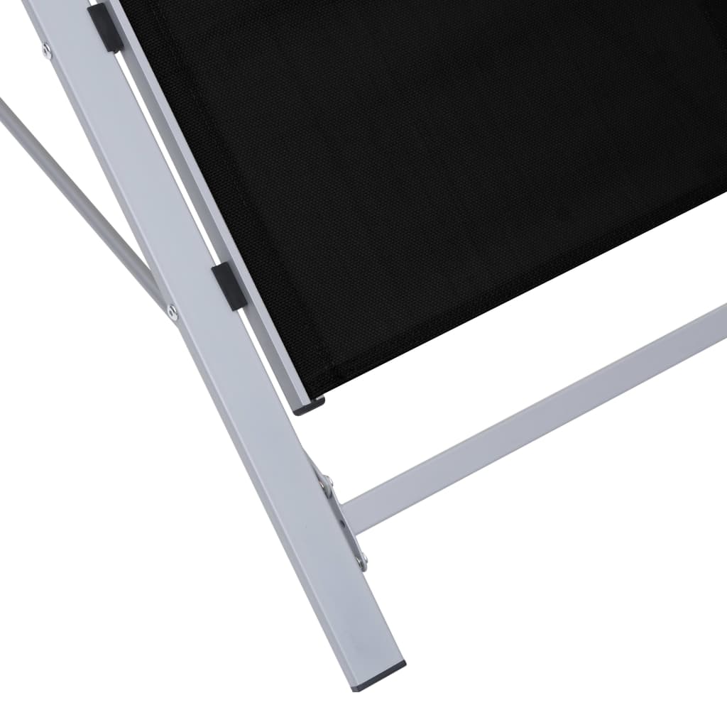 vidaXL Sun Loungers 2 pcs with Table Aluminum Black-7