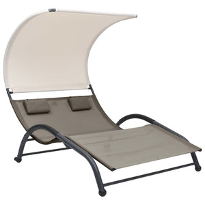 vidaXL Double Sunlounger Patio Outdoor Lounge Chair with Canopy Textilene-16