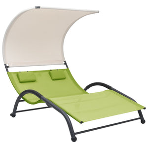 vidaXL Double Sunlounger Patio Outdoor Lounge Chair with Canopy Textilene-7