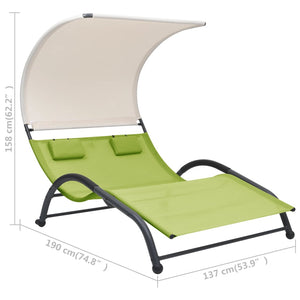 vidaXL Double Sunlounger Patio Outdoor Lounge Chair with Canopy Textilene-11