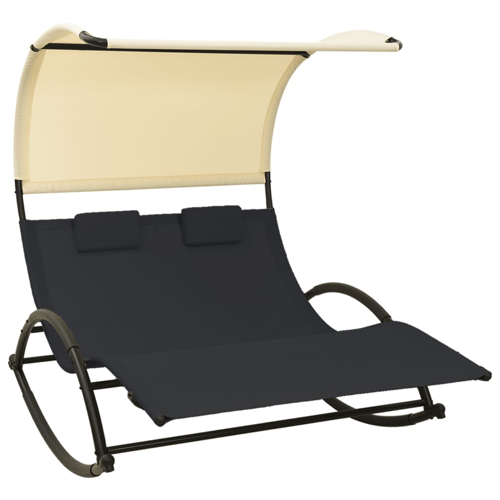 vidaXL Double Sunlounger Patio Lounge Chair with Canopy Outdoor Rocking Sunbed-12