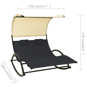 vidaXL Double Sunlounger Patio Lounge Chair with Canopy Outdoor Rocking Sunbed-15