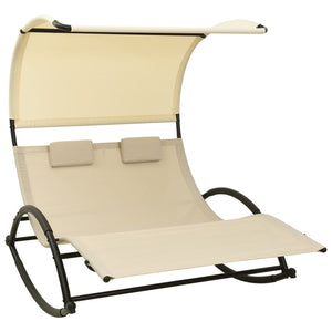 vidaXL Double Sunlounger Patio Lounge Chair with Canopy Outdoor Rocking Sunbed-16