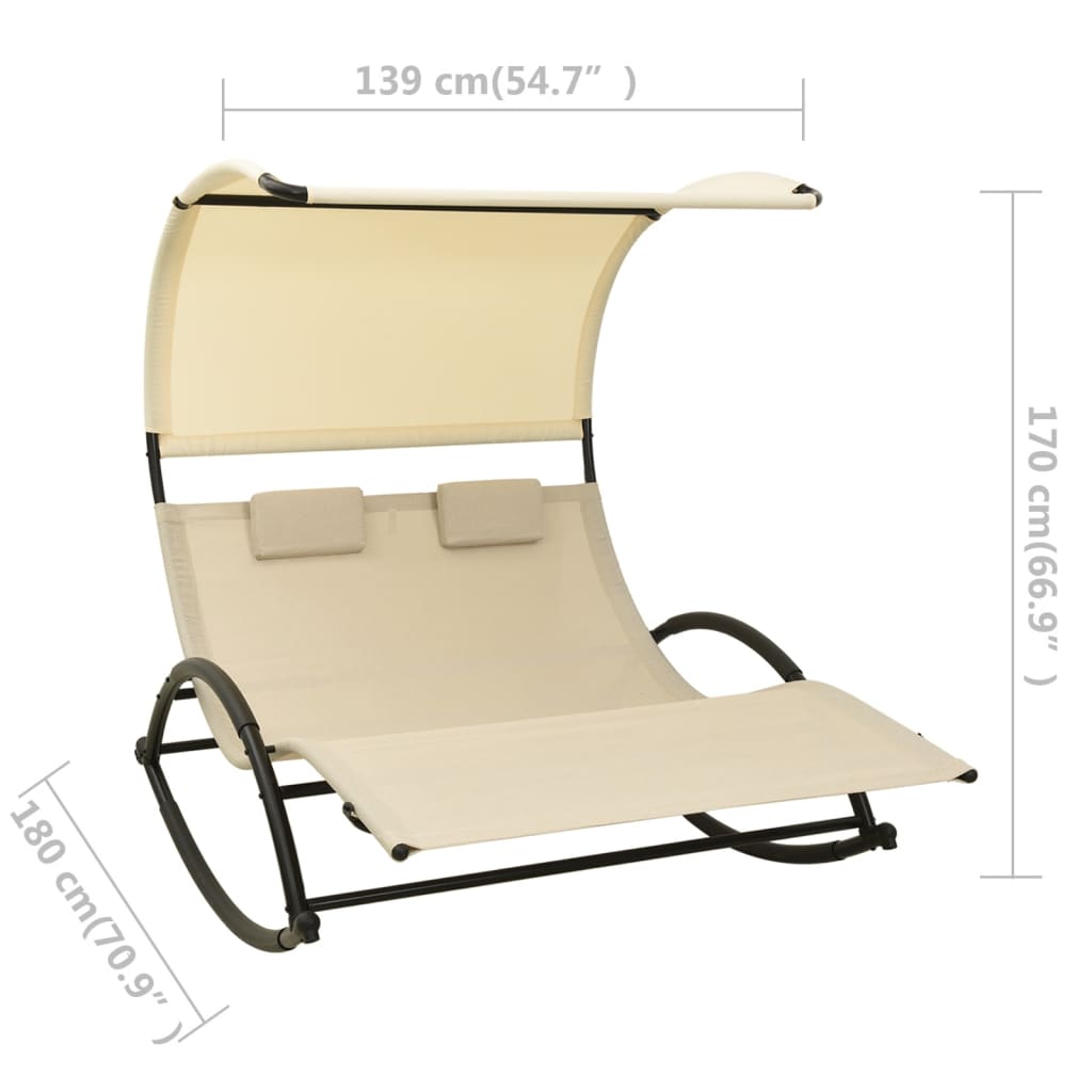 vidaXL Double Sunlounger Patio Lounge Chair with Canopy Outdoor Rocking Sunbed-3