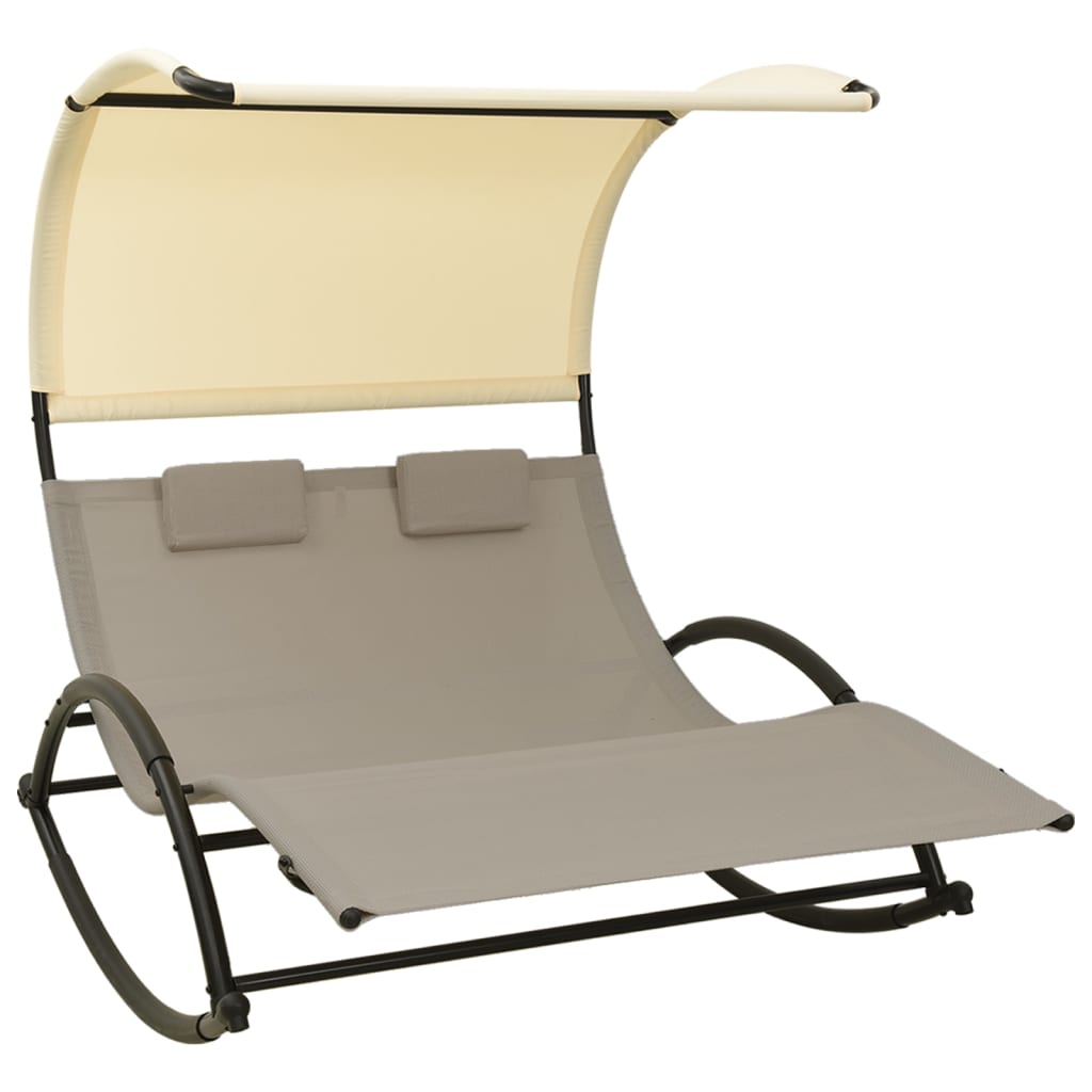 vidaXL Double Sunlounger Patio Lounge Chair with Canopy Outdoor Rocking Sunbed-0