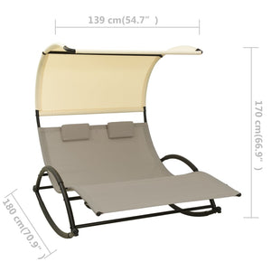 vidaXL Double Sunlounger Patio Lounge Chair with Canopy Outdoor Rocking Sunbed-4