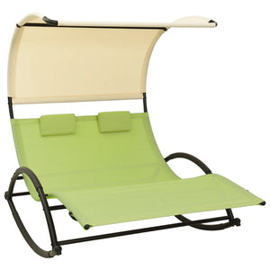 vidaXL Double Sunlounger Patio Lounge Chair with Canopy Outdoor Rocking Sunbed-6