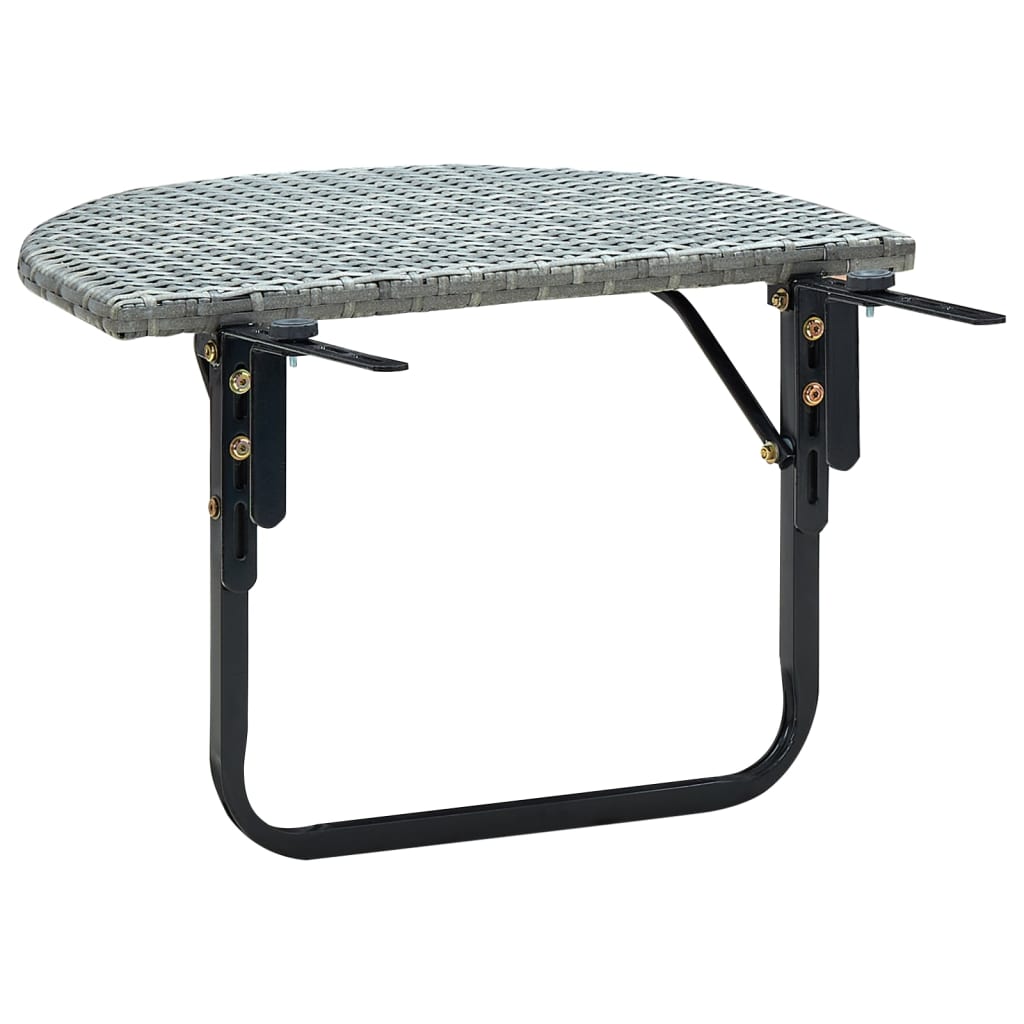 vidaXL Hanging Balcony Table Folding Outdoor Patio Railing Table PE Rattan-5