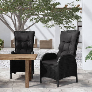 vidaXL Patio Chairs 2 pcs Poly Rattan Black-0