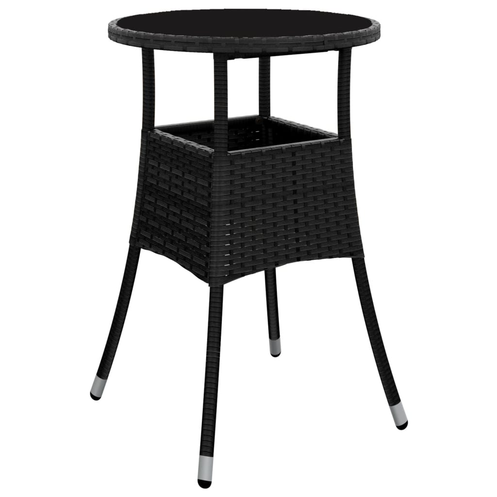 vidaXL Dinner Table Round Patio Dining Table Tempered Glass and Poly Rattan-2