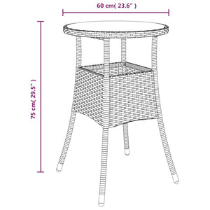 vidaXL Dinner Table Round Patio Dining Table Tempered Glass and Poly Rattan-11