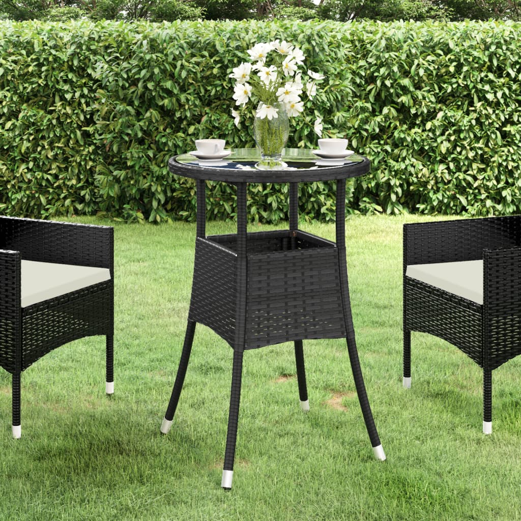 vidaXL Dinner Table Round Patio Dining Table Tempered Glass and Poly Rattan-8