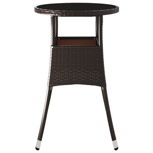 vidaXL Dinner Table Round Patio Dining Table Tempered Glass and Poly Rattan-1