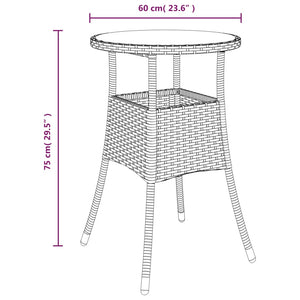 vidaXL Dinner Table Round Patio Dining Table Tempered Glass and Poly Rattan-7