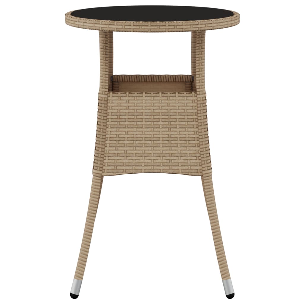 vidaXL Dinner Table Round Patio Dining Table Tempered Glass and Poly Rattan-3