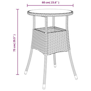 vidaXL Dinner Table Round Patio Dining Table Tempered Glass and Poly Rattan-12