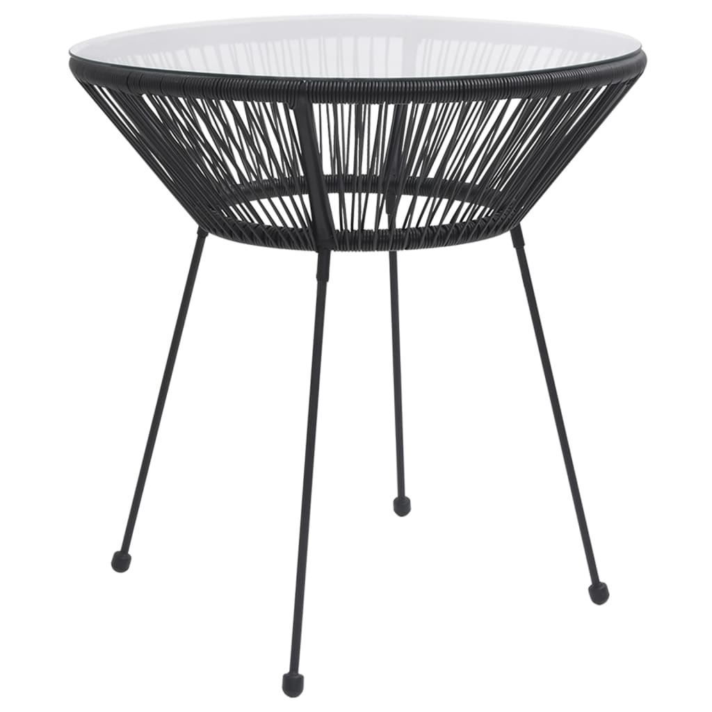 vidaXL Patio Dining Table Black Ø27.6"x29.1" Rattan and Glass-0