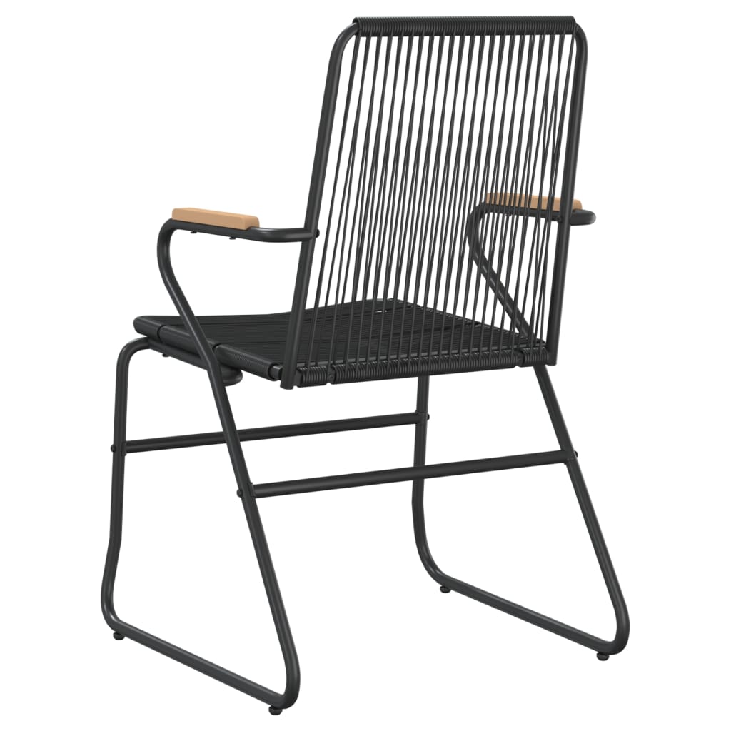 vidaXL Patio Chairs 2 pcs Black 22.8"x23.2"x33.7" PVC Rattan-3