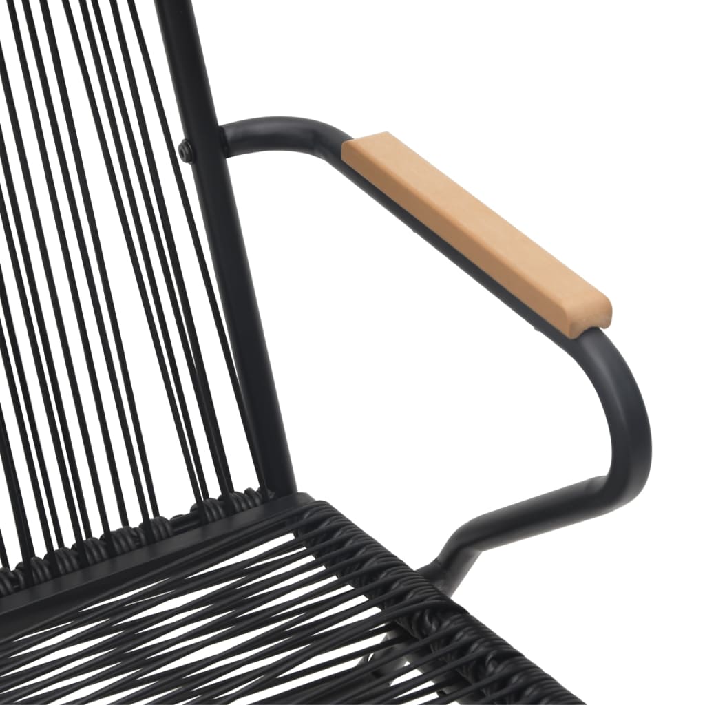 vidaXL Patio Chairs 2 pcs Black 22.8"x23.2"x33.7" PVC Rattan-5