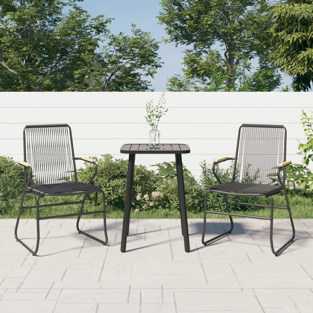 vidaXL Patio Chairs 2 pcs Black 22.8"x23.2"x33.7" PVC Rattan-4