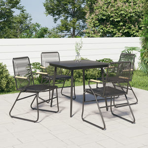 vidaXL Patio Chairs 4 pcs Black 22.8"x23.2"x33.7" PVC Rattan-0