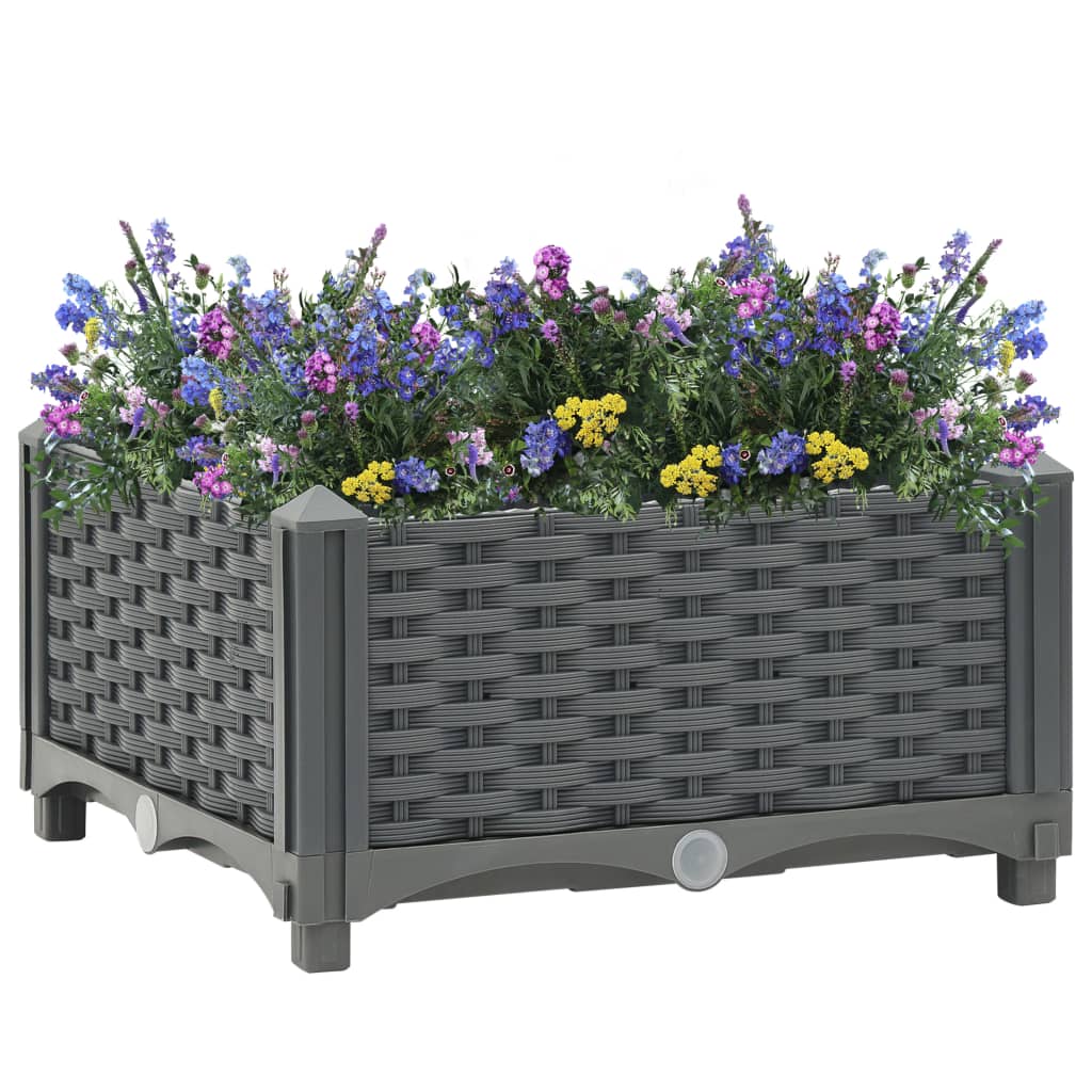 vidaXL Planter Raised Flower Bed with Rattan Look Plant Box Polypropylene-20