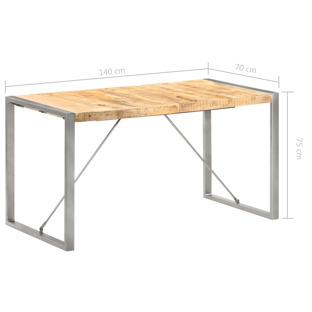 vidaXL Dining Table 55.1"x27.6"x29.5" Solid Rough Mango Wood-5