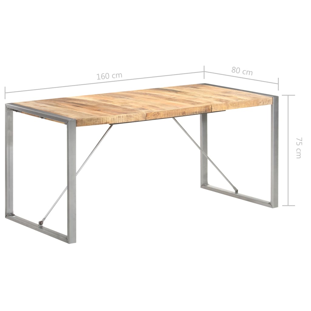 vidaXL Dining Table 63"x31.5"x29.5" Solid Rough Mango Wood-5