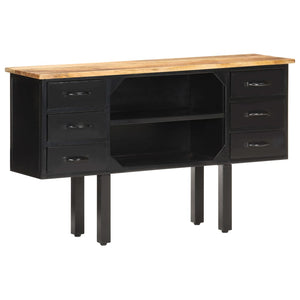 vidaXL Sideboard 43.3"x11.8"x25.6" Solid Rough Mango Wood and Steel-0