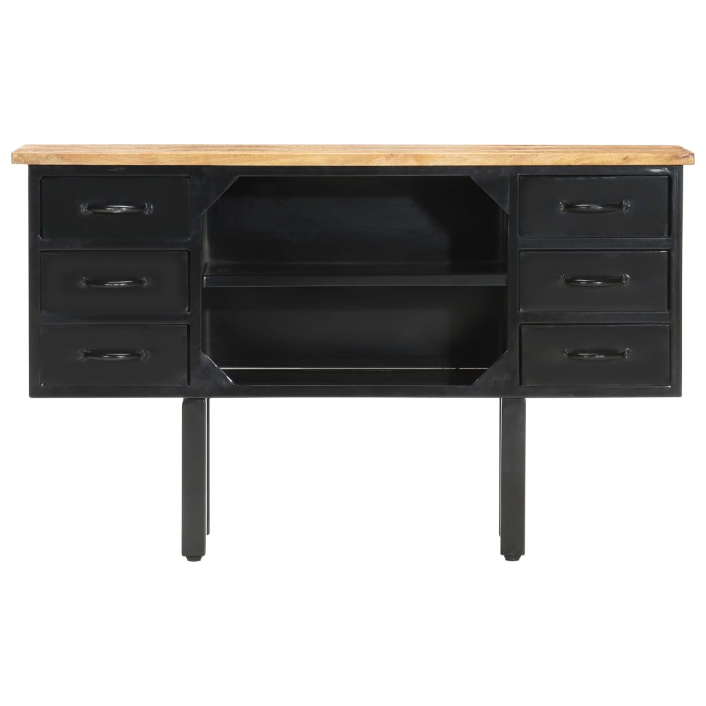 vidaXL Sideboard 43.3"x11.8"x25.6" Solid Rough Mango Wood and Steel-2