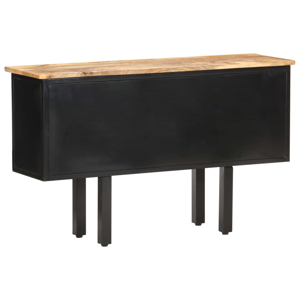 vidaXL Sideboard 43.3"x11.8"x25.6" Solid Rough Mango Wood and Steel-3