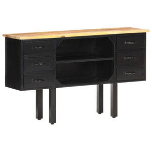 vidaXL Sideboard 43.3"x11.8"x25.6" Solid Rough Mango Wood and Steel-8