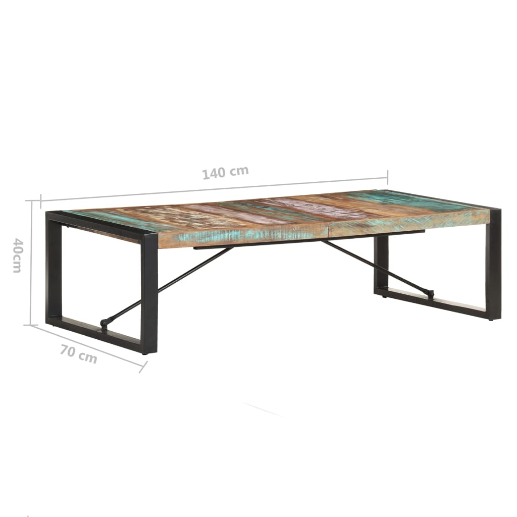 vidaXL Coffee Table 55.1"x27.6"x15.7" Solid Reclaimed Wood-5