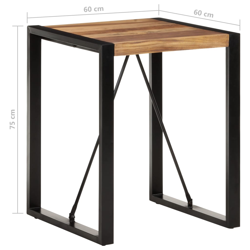 vidaXL Dining Table 23.6"x23.6"x29.5" Solid Acacia Wood with Sheesham Finish-3