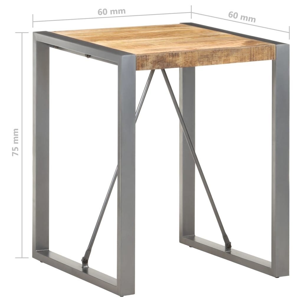 vidaXL Dining Table 23.6"x23.6"x29.5" Solid Rough Mango Wood-3